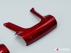 FIAT 500 Steering Wheel Trim Set - 2 pieces - Bottom Trim - Carbon Fiber Red Pearl Finish